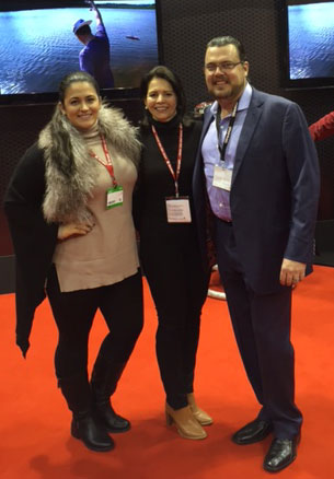 On the show floor (from left to right): Keli Snyder Jenkins; Yvonne DeFrancesco, Executive Vice President, Air Age Media; Mike Jenkins, President & CEO, Traxxas. 