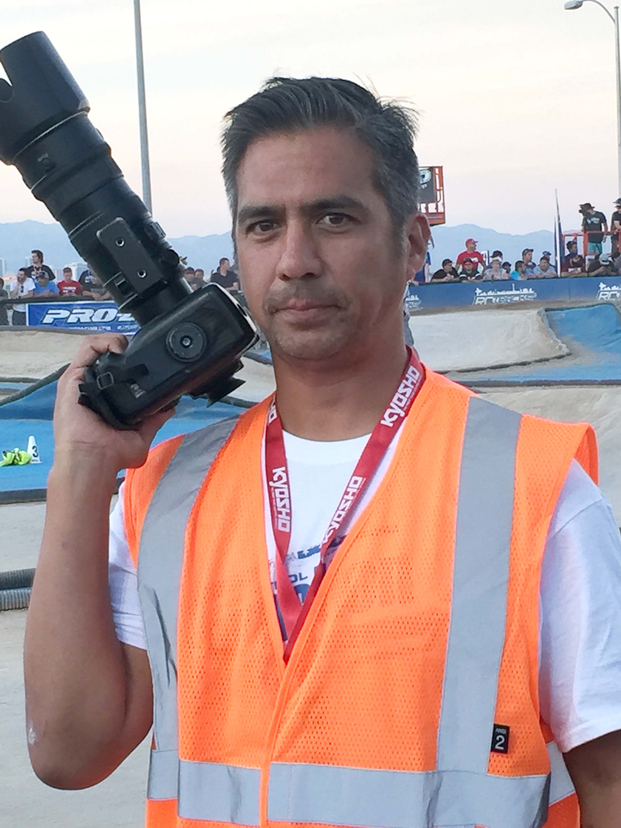 Carl Hyndman, RC Car Action Editor, capturing shots during the IFMAR worlds. 